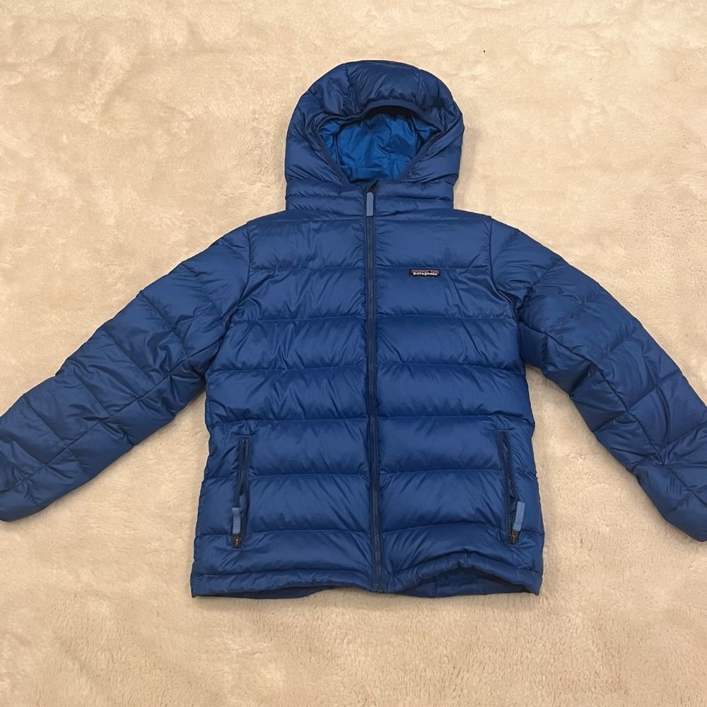 Patagonia Kids' Hi Loft Down Sweater Hoody Blue, Size L